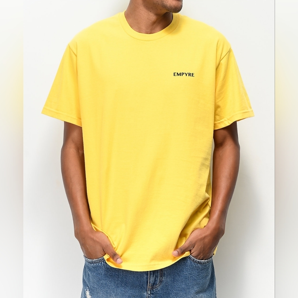 Empyre Yellow Floral Face Graphic Tee XL Men's Unisex Skate Streetwear NWOT - Picture 5 of 6